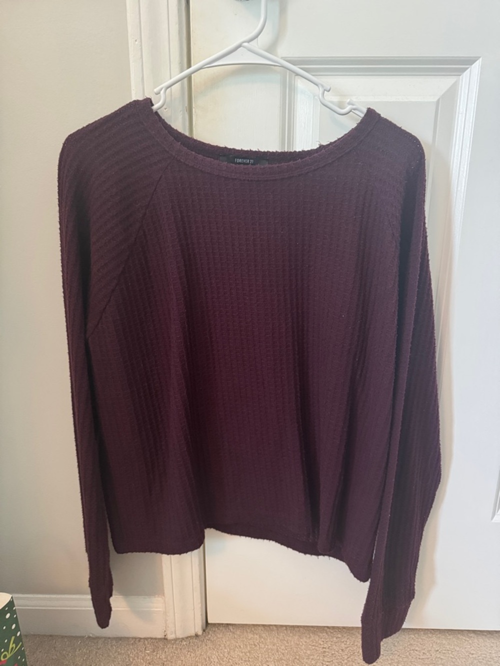 Forever 21 Waffle Knit Long Sleeve Top - Plum